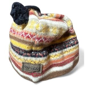 Vintage Merilley Headgear Polartec Wool Pom Winter Hat Canada Fair Isle Y2K